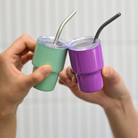 Mini Tumbler Shot Glass with Straw and Lid
