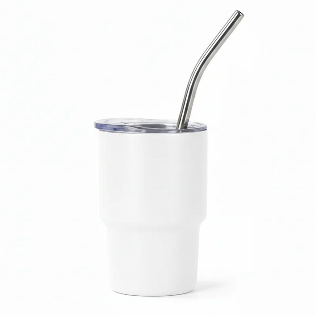 Mini Tumbler Shot Glass with Straw and Lid