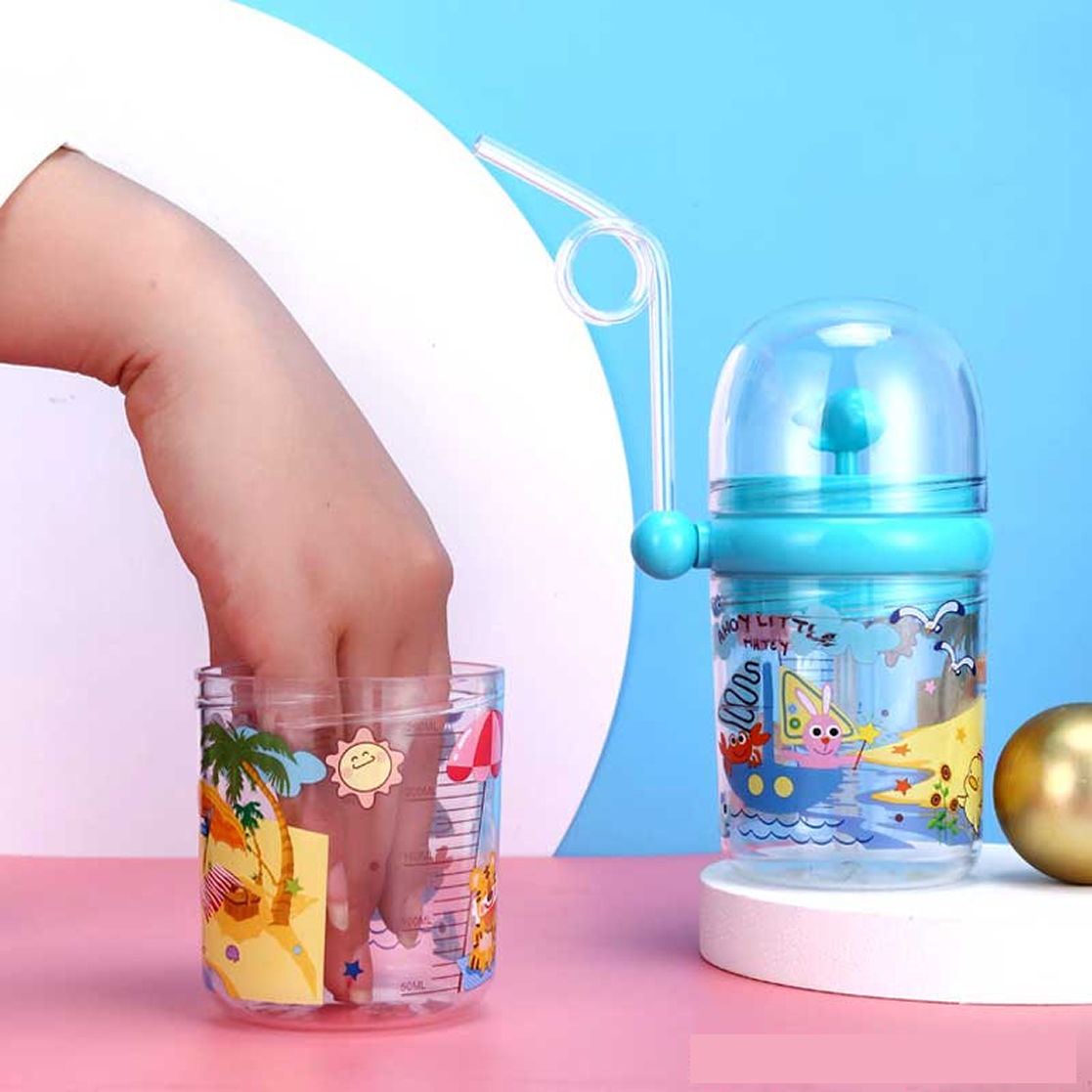 Cartoon Spray Water Kids Feeding Bottle with Straw – 280ml