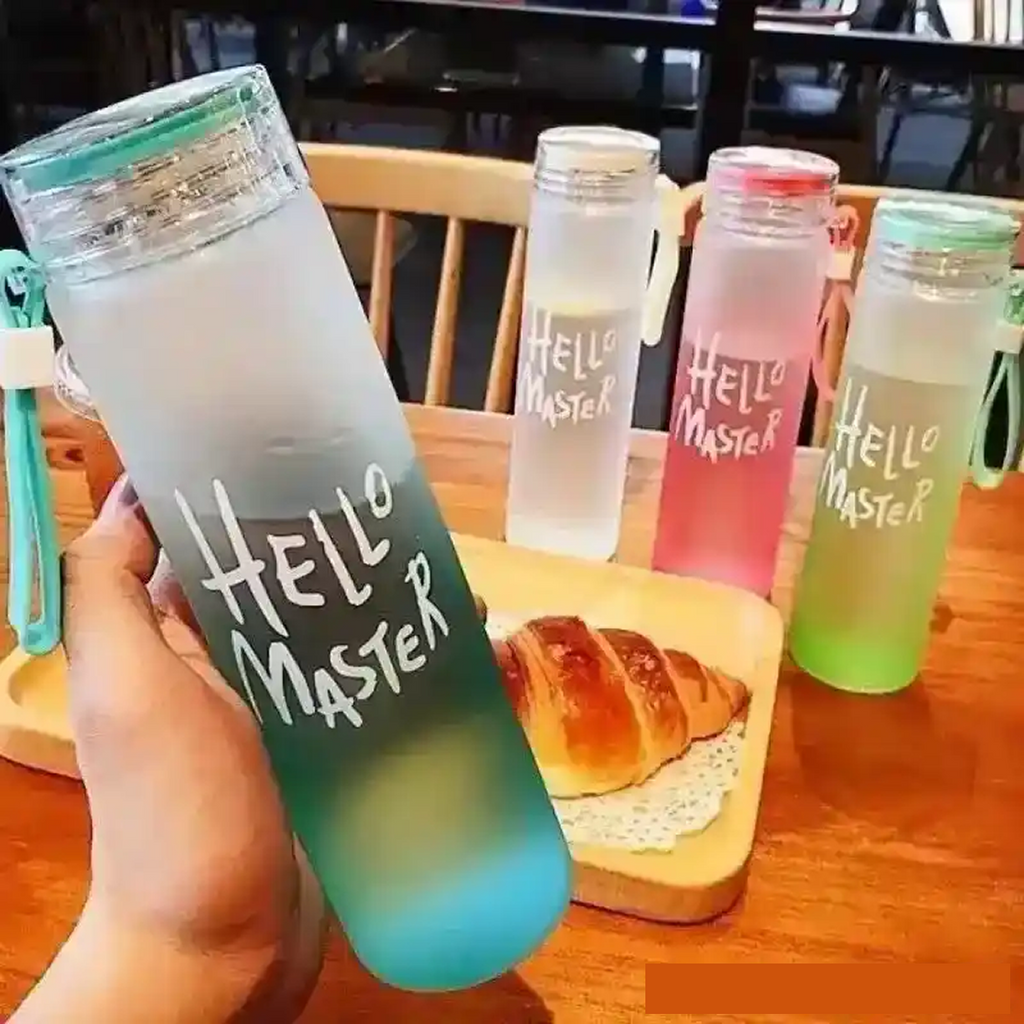 Frosted Style Water Bottle 560ml – Portable Wide Mouth Bottle with Carry Ring
