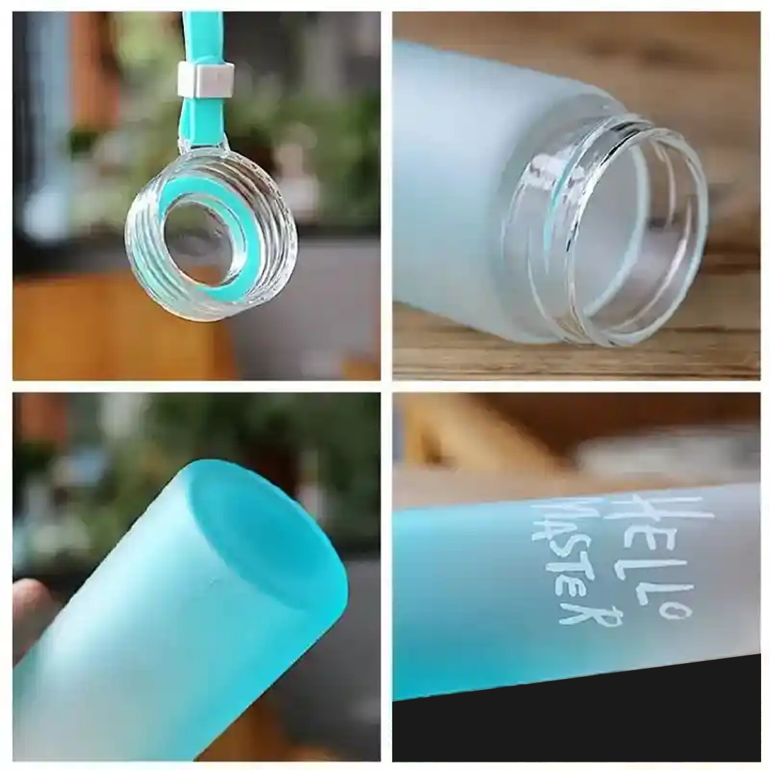 Frosted Style Water Bottle 560ml – Portable Wide Mouth Bottle with Carry Ring