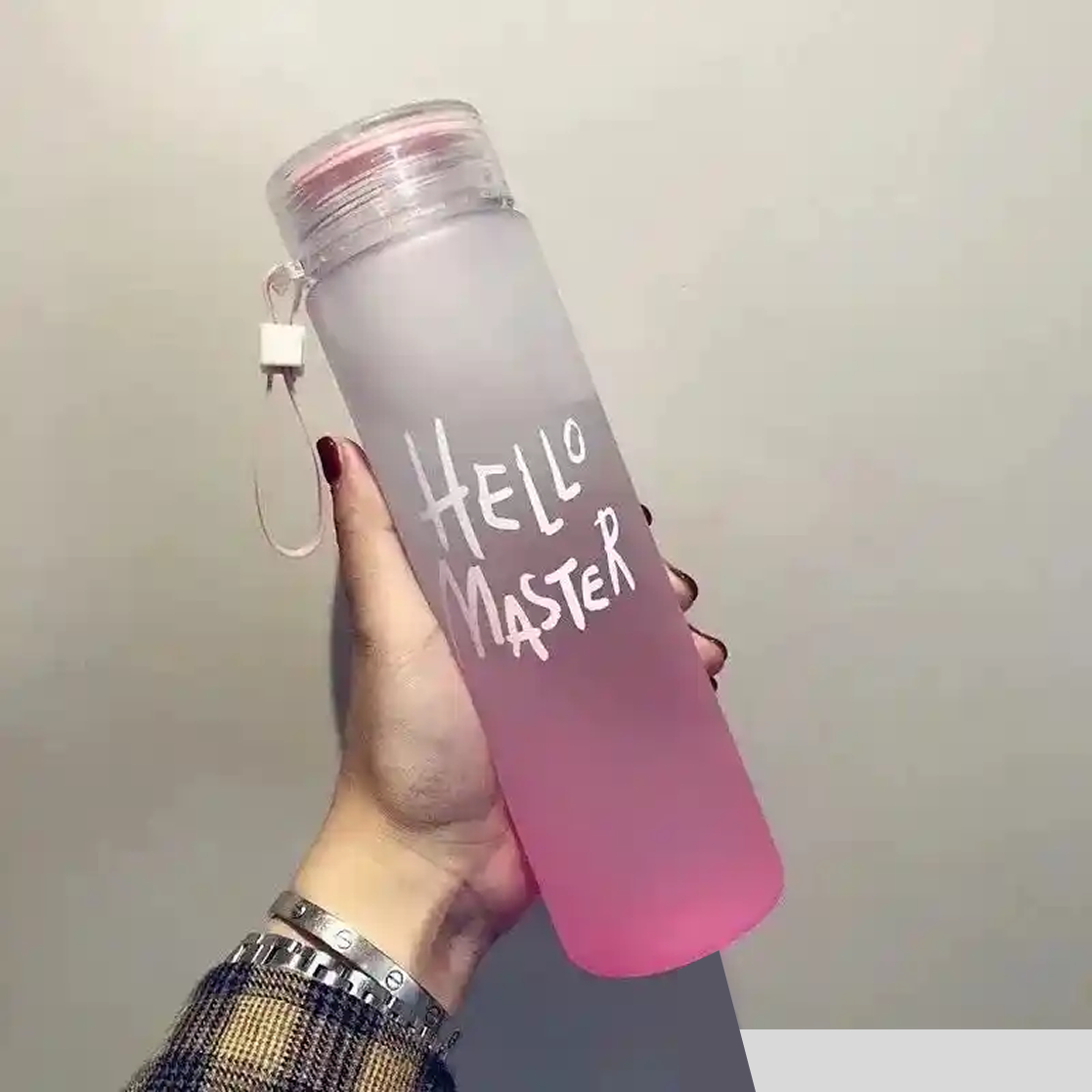 Frosted Style Water Bottle 560ml – Portable Wide Mouth Bottle with Carry Ring