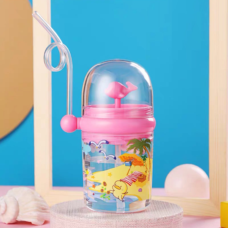 Cartoon Spray Water Kids Feeding Bottle with Straw – 280ml