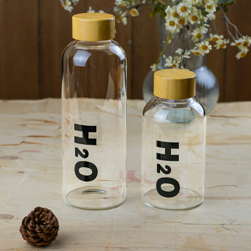 H2O Borosilicate Glass Water Bottle Trio – Eco-Friendly Minimalist Hydration