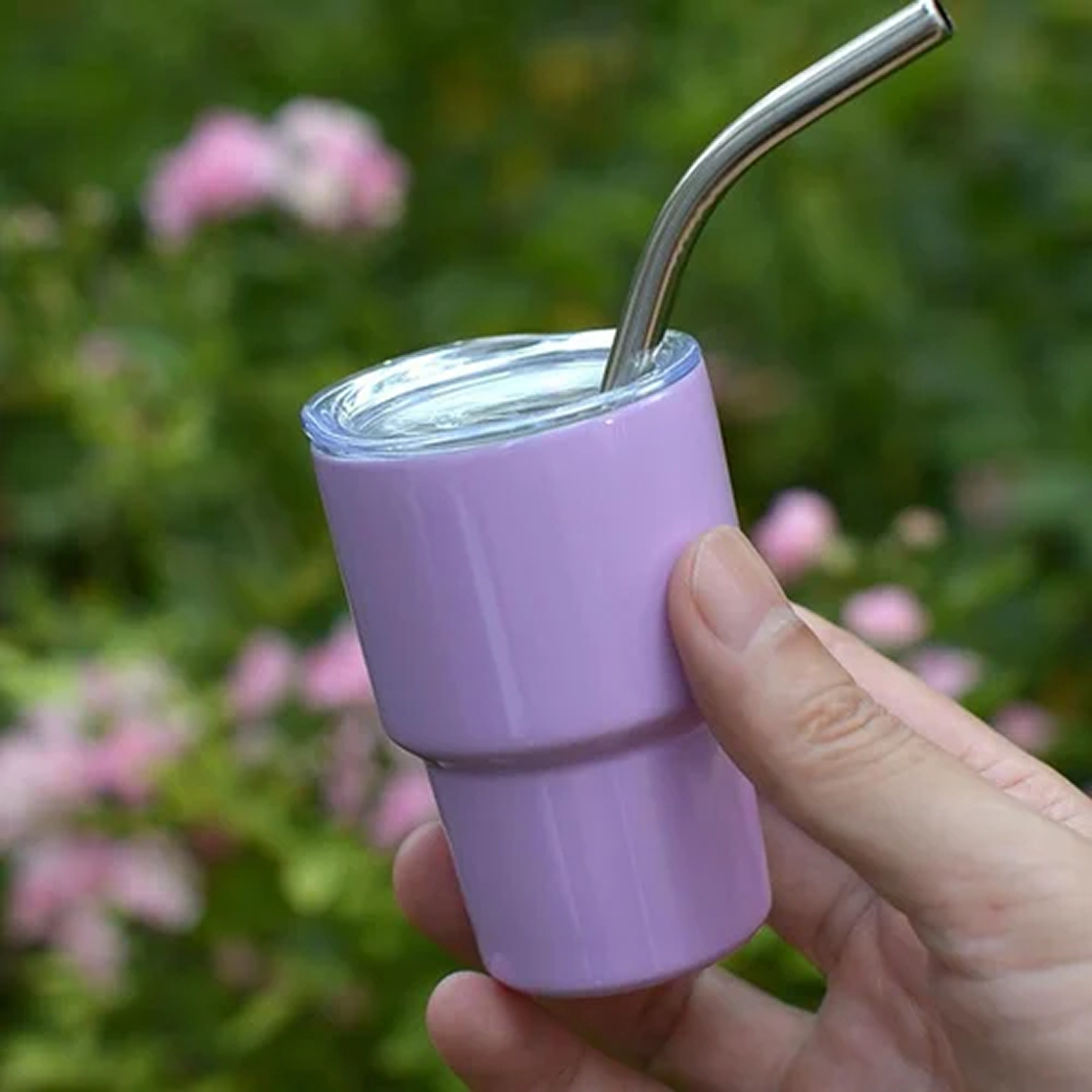 Mini Tumbler Shot Glass with Straw and Lid