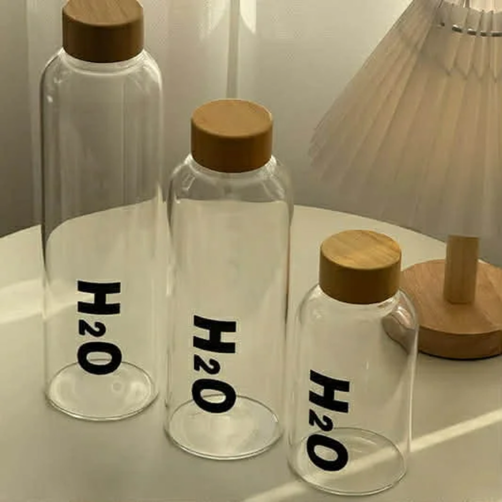 H2O Borosilicate Glass Water Bottle Trio – Eco-Friendly Minimalist Hydration